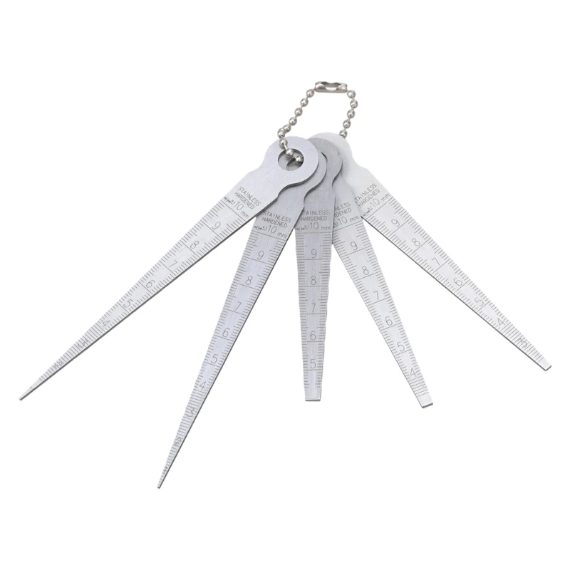 

652F 5pcs Steel Taper Feeler Gauges Rulers Space Width Thickness Measurement Tool Space Inspection Tool for Welding & Machinery