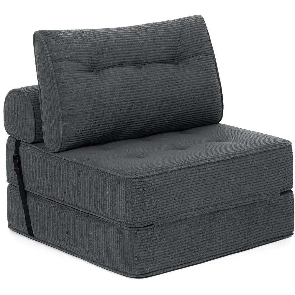 

Convertible Sleeper Chair with Pillow and Back Support, Portable Sofa Bed for Lounge or Living Room, Single Size, Gray