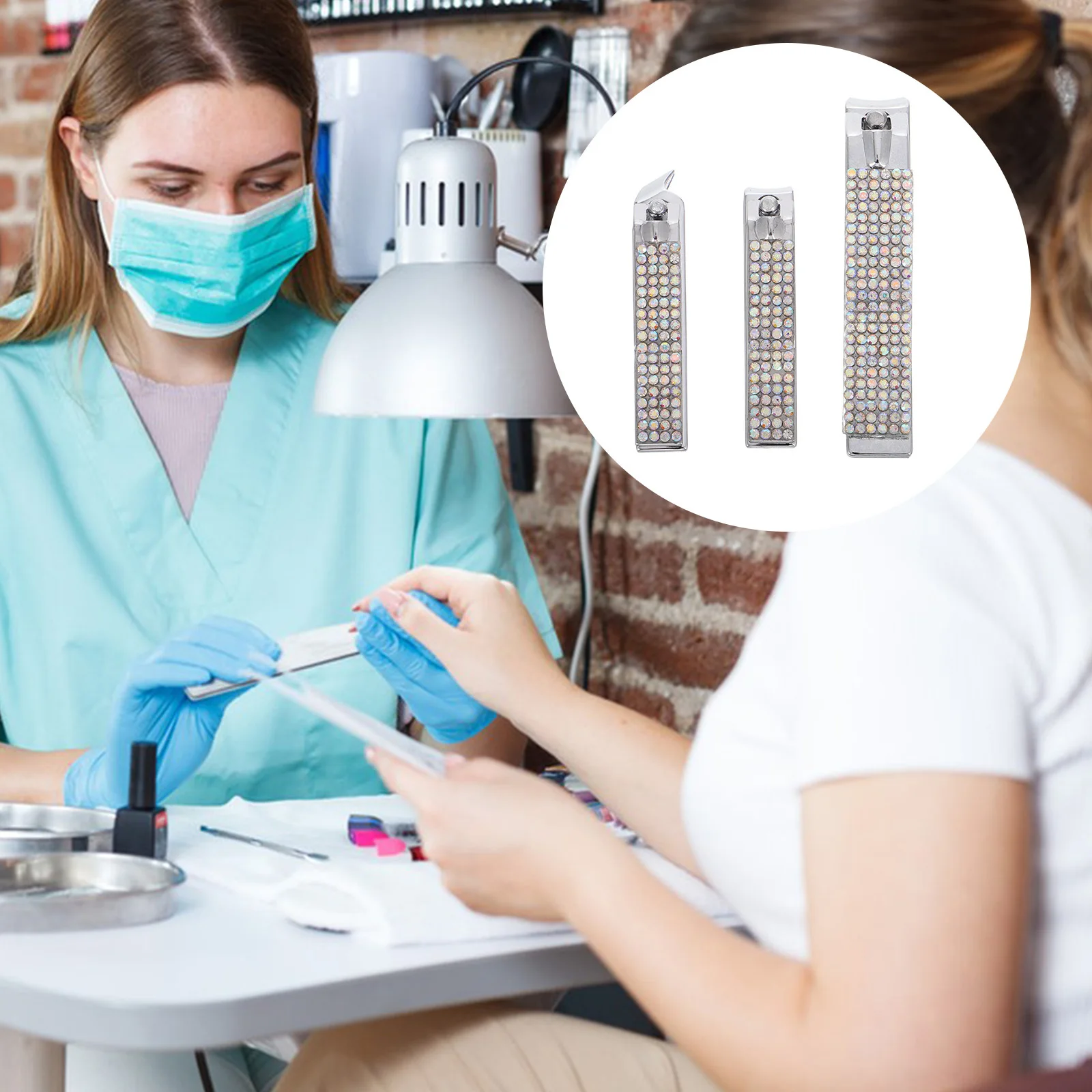 

Набор кусачек для ногтей из нержавеющей стали с бриллиантами, против брызг, маникюр, педикюр, портативный дорожный набор, резак для ногтей на ногах