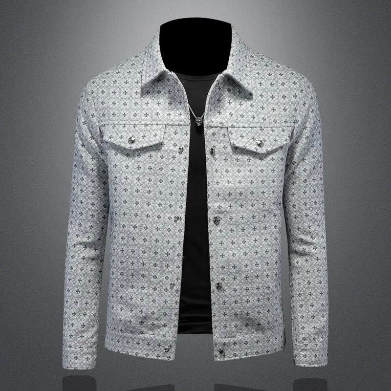 

High-End Luxury Printed Jaet Men's plus Size Slim Fit Trendy Faion Spring New Model Haome Polyester/Nylon Cosite Fiber
