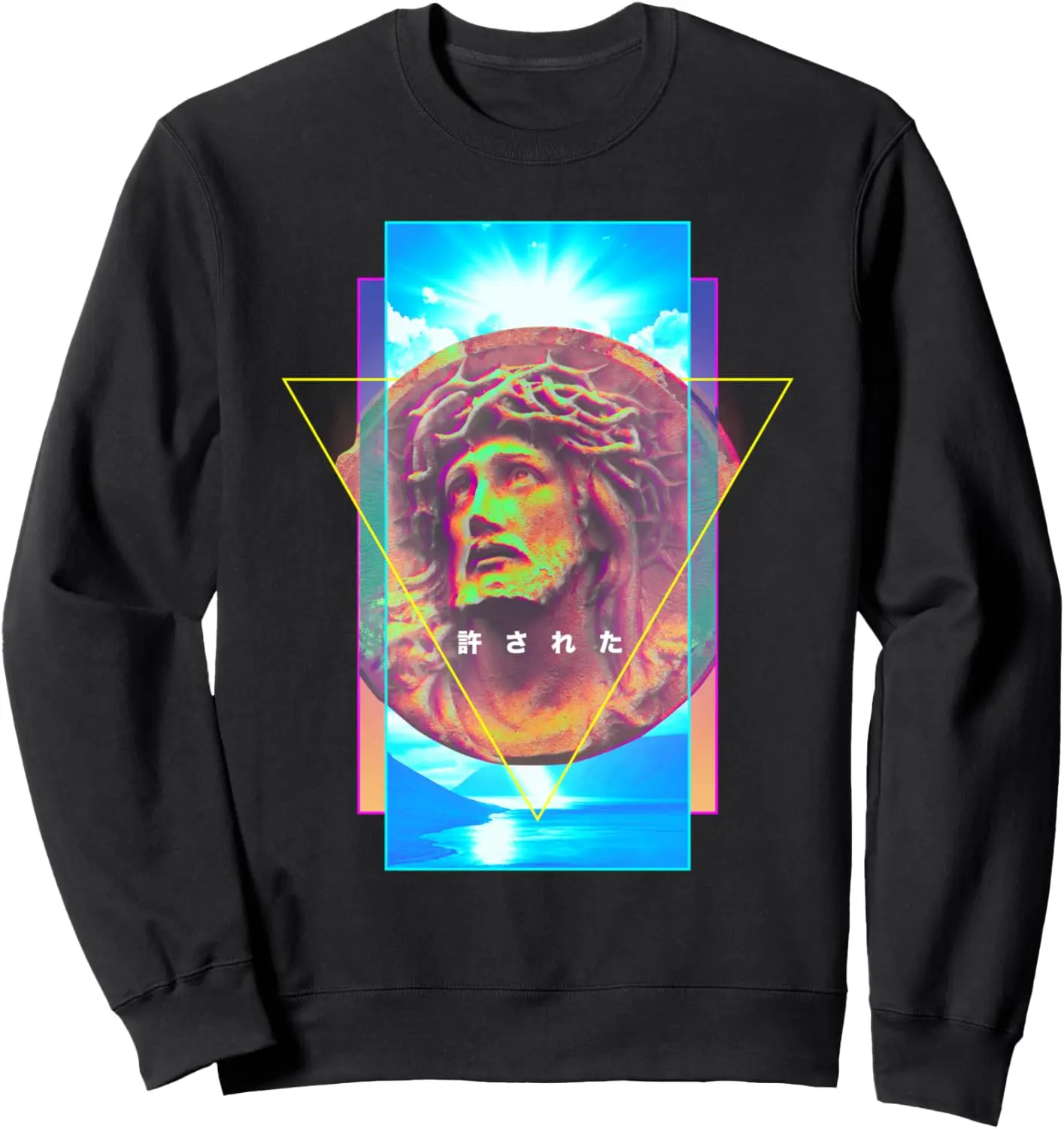 

Vaporwave Jesus Christ Statue With Crown of Thorns Forgiven Sweatshirt