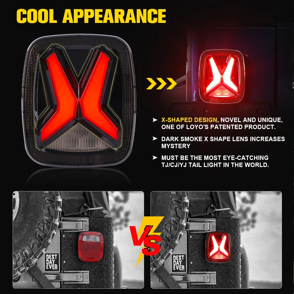 Newest Design Rear Bumper Tail Light Suitable for Jeep Wrangler Cj Yj Tj Trailer for Rubicon Tail Lights 12V
