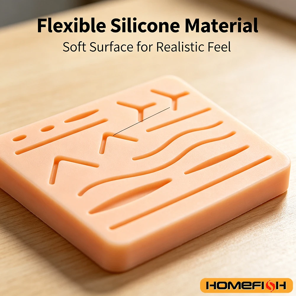 Silicone Simulation Pad Stitching Training Set Surgical Wound for Practitioner Medical Skill Practice Injury Suture Exercise Ski