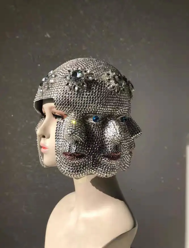 Luxury Stage Mask Full face helmet sparkly stone headgear