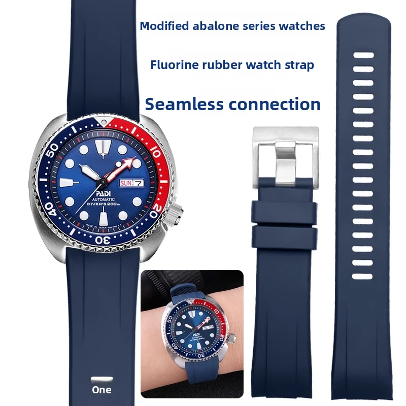 FKM Watch band For Seiko PROSPEX PADI Abalone SRPE99K1 Coke ring SRPA21J1 SRP777 SRP773 SRPC25 Fluorine rubber strap 20 22mm