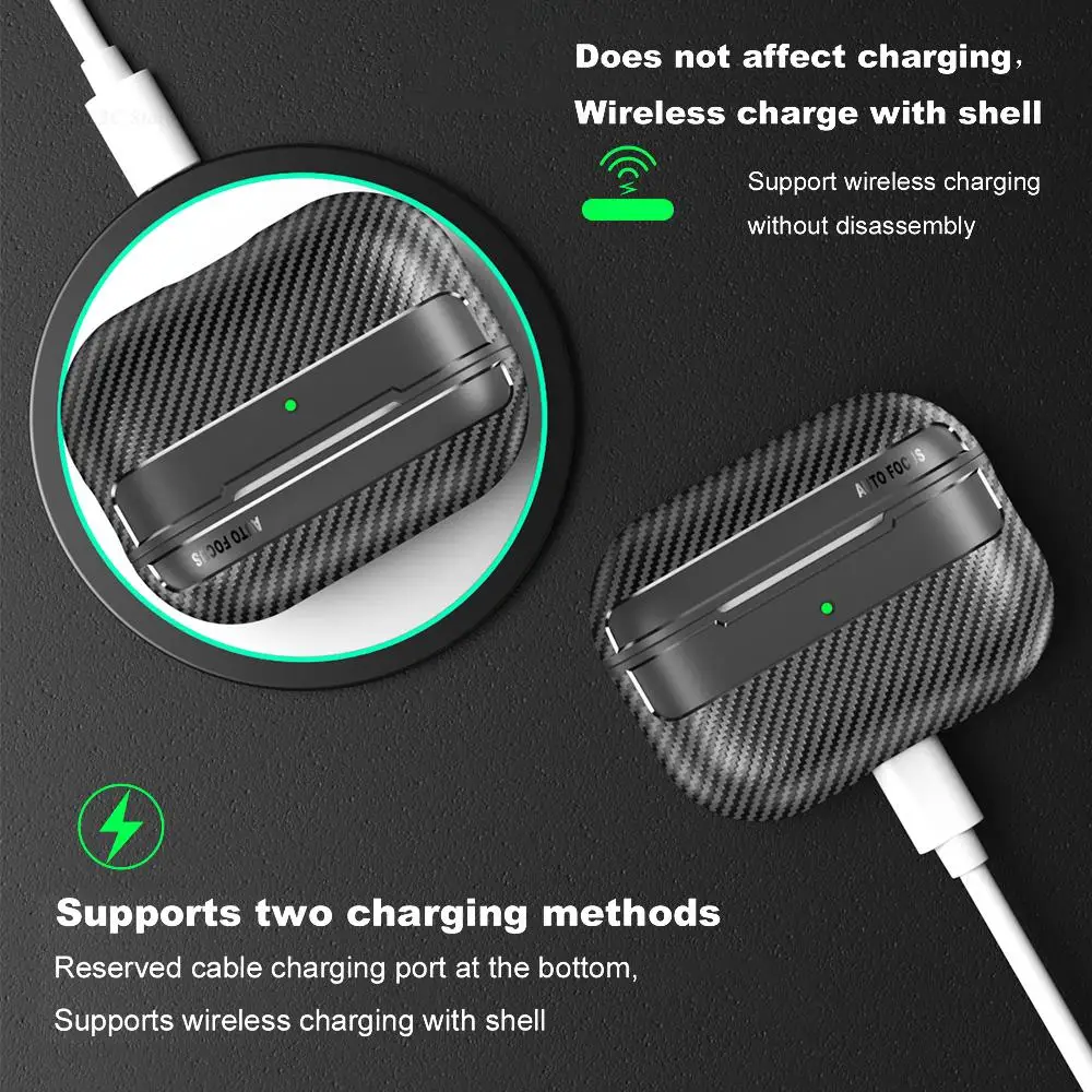 Capa para fone de ouvido de fibra de carbono com gancho, Airpods Pro 2023, Airpods Pro 2 2nd, Apple Airpods 3, 2, 1, Pro2 Boxes