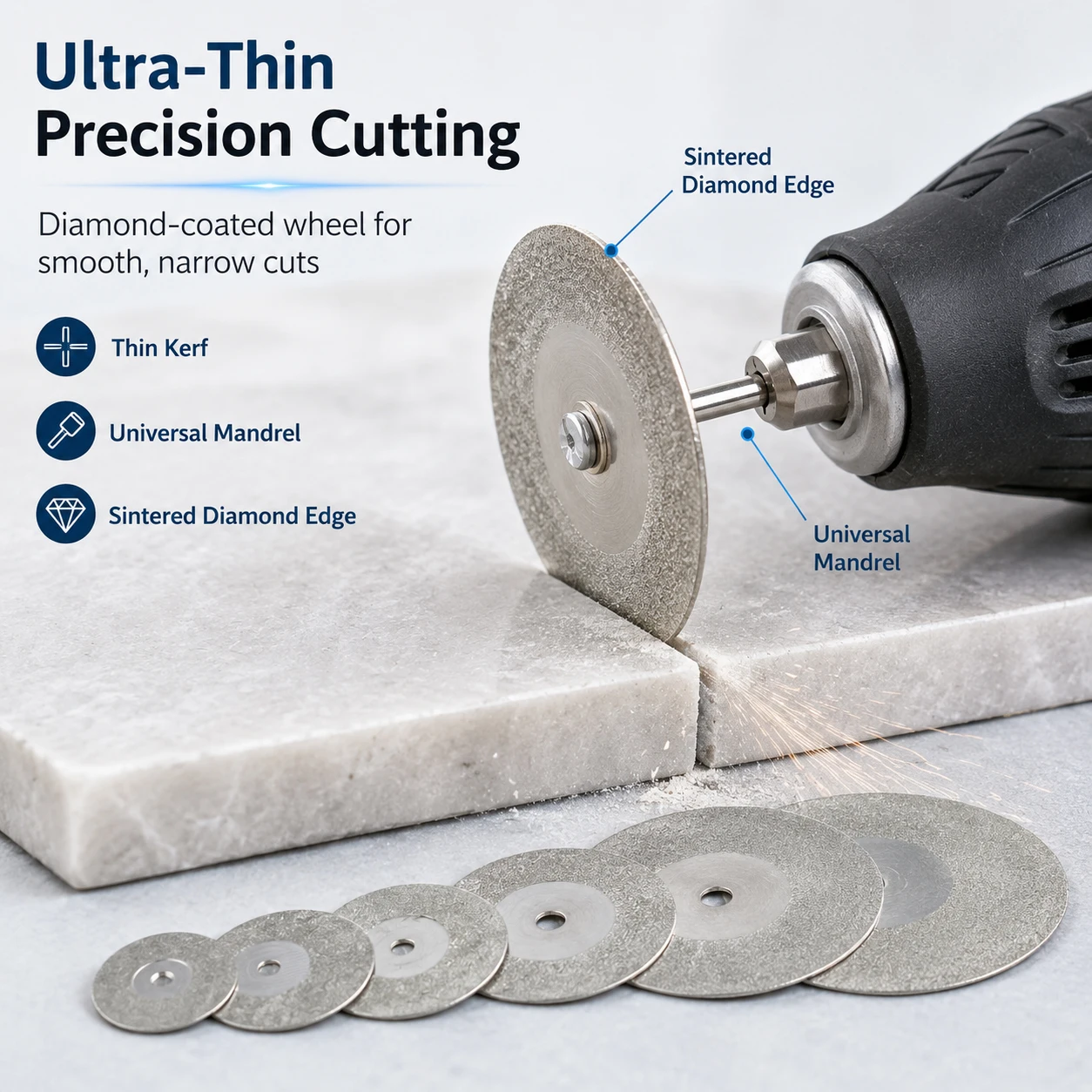 10Pcs Diamond Cutting Discs Mini Saw Blade Set with 2/3 Mandrels for Dremel Rotary Tool Glass Jade Ceramic Cut Off Wheel view 4