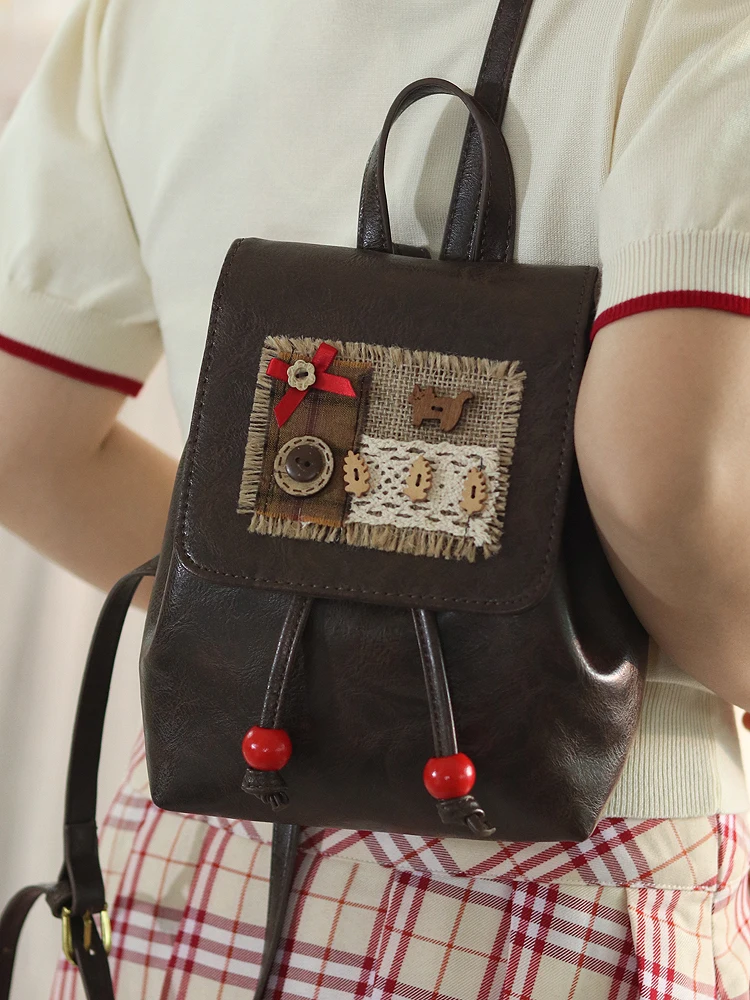 Retro Brown Backpack Lightweight Versatile Women's Travel Bag Comfortable Shoulder Straps Soft Material Daily Use Backpack