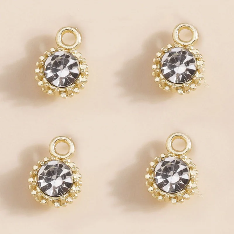 Leslie 8 Stück 4 x 7 mm vergoldete Mini-Kristall-Anhänger für die Herstellung von Halsketten, Ohrringen, Armbändern, handgefertigtem Schmuck – Detail 1