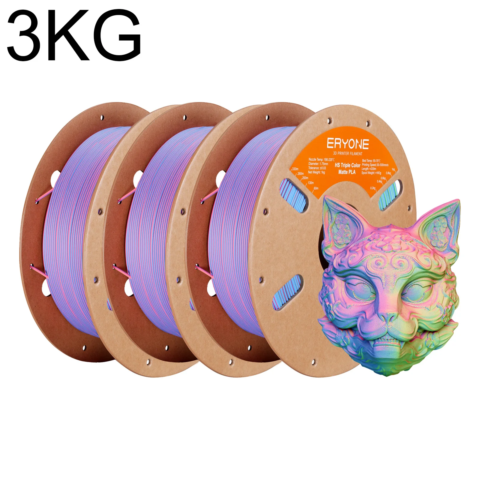 ERYONE 3KG Promotie PLA Matte driekleurige Filament 1.75mm Voor 3D-printen FDM Printer Snelle levering Nieuwe aanwinst 1kg/Spoel