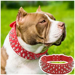 Adjustable Pet Collars Dog Neck Strap PU Leather Dog Collar Skull Spike Rivets Cool Punk Pet Necklace Studded Leather Neck Belts