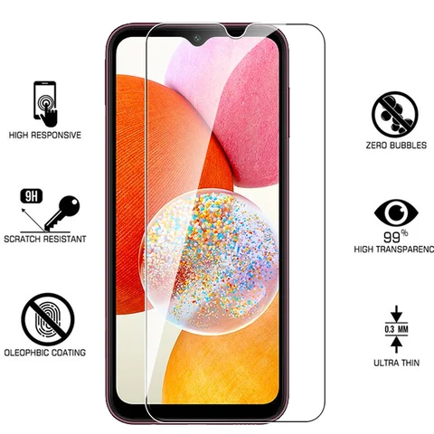 4 шт., чехол из закаленного стекла 9H для Samsung Galaxy A14, защитное стекло для Samsung Sumsung A54 A34 A14 A24, защитная пленка для экрана