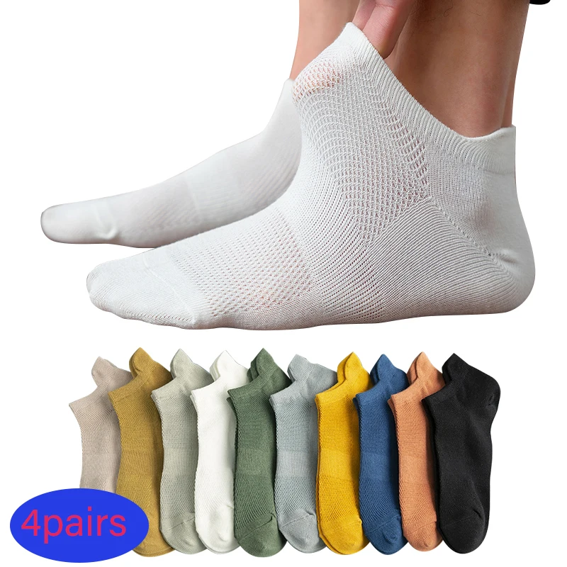 4 Paare/los männer Knöchel Baumwolle Kurze Socken Mode Atmungsaktive Mesh Bequeme Casual Pack Street Fashions Hohe Qualität Socke