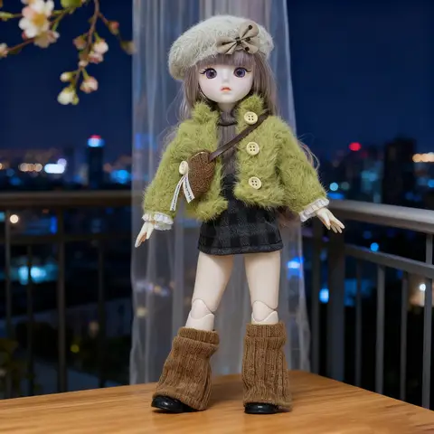 1/6 BJD Doll 28cm 11 Inch Multi-joint Moveable Full Set Outfit Cute Girl Dress Up Toy Desktop Photography Decor Birthday Gift
