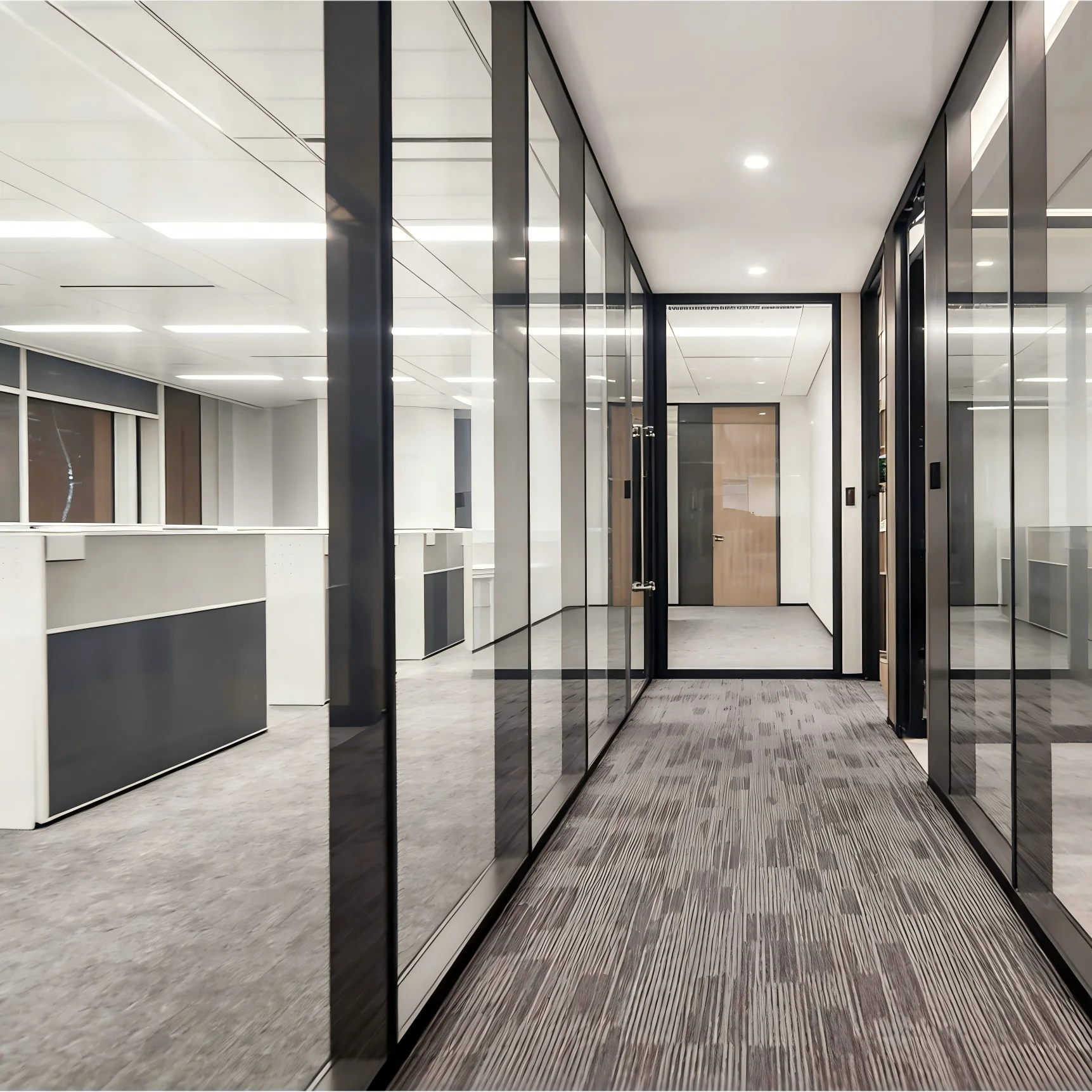 Modular Steel Frame Metal Curved Office Partition Panel Partit System Movable Rooms Profiles Soundproof Frosted Glass Wall