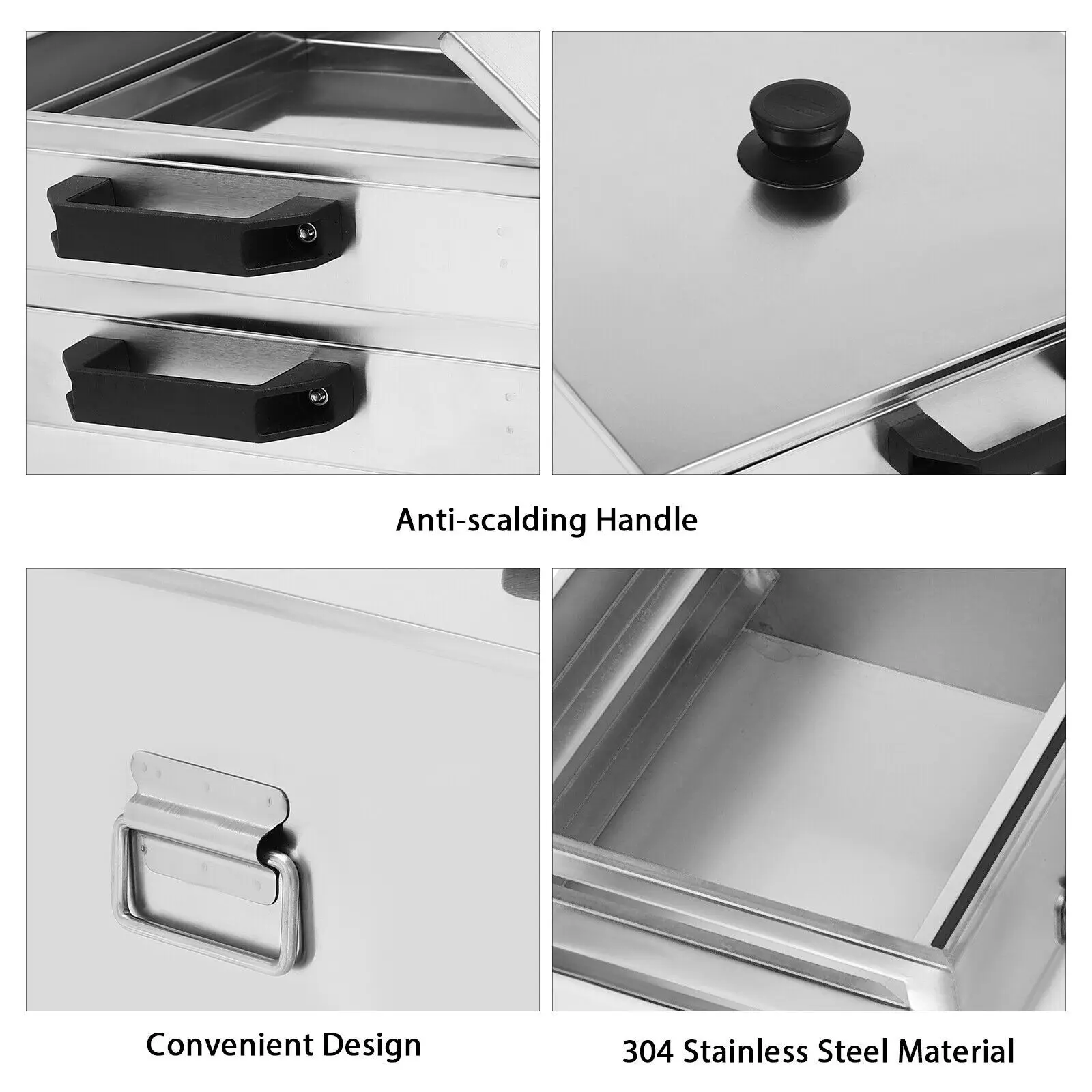 ماكينة لف المعكرونة الأرز الكانتونية مكونة من طبقتين للإفطار المنزلي 304 باخرة من الفولاذ المقاوم للصدأ مع مكشطة درج إضافية