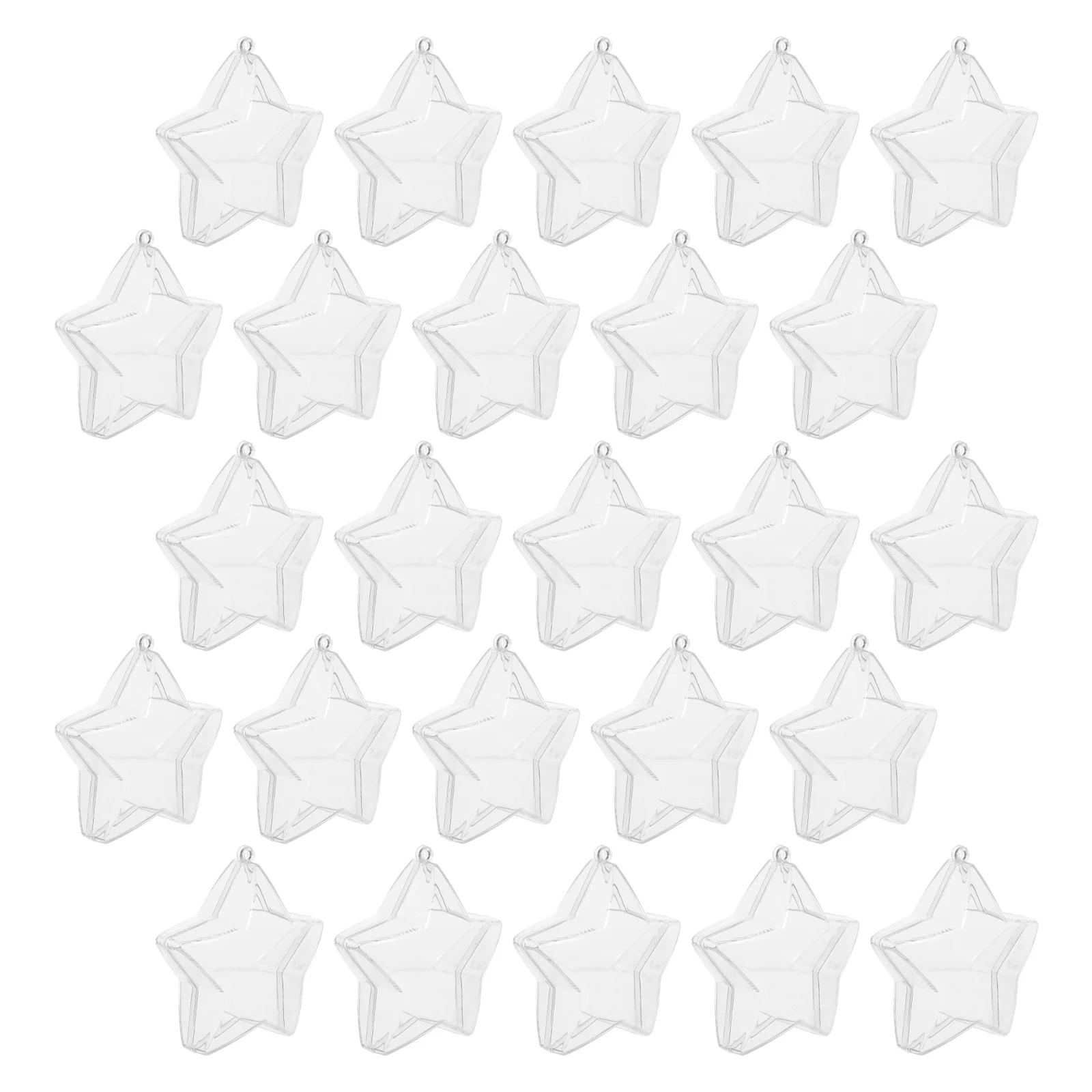 

25pcs Star Candy Box Clear Fillable Plastic Baubles Christmas Party Favors Holiday Gift Containers Hanging Transparent Ornaments
