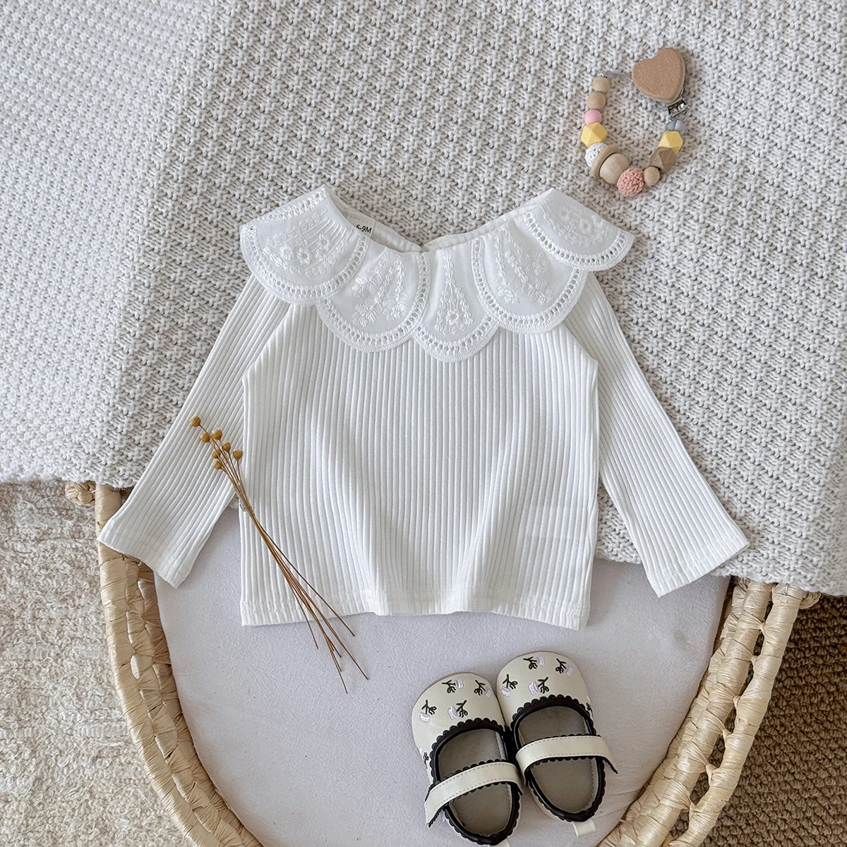 Spring Autumn Baby Girls Cotton T-shirt Toddler Peter Pan Leading Top Clothes Korean Style Infant Baby Girls T-shirt 0-3Y