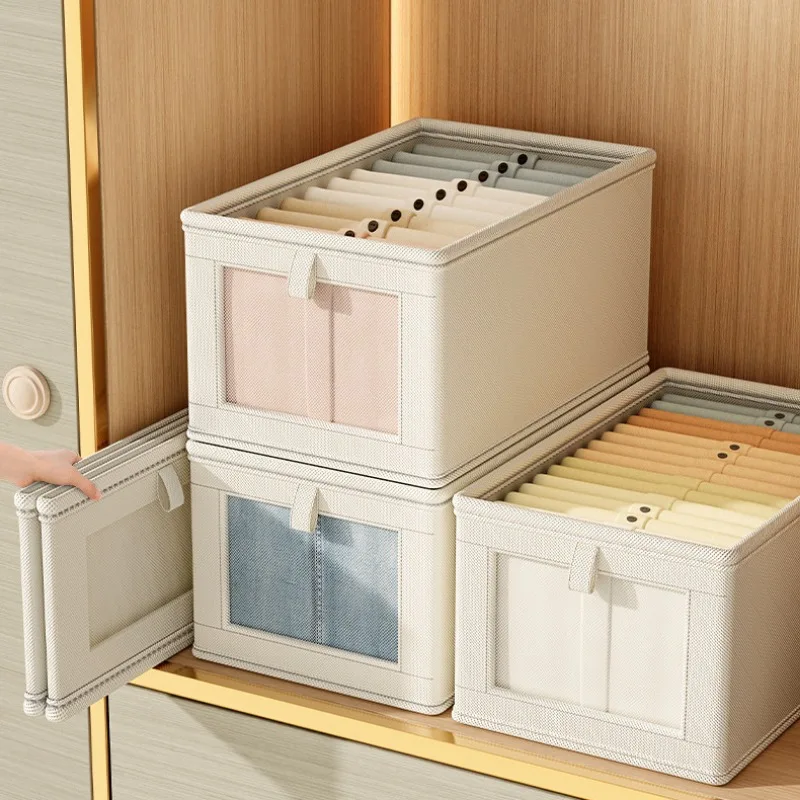 Set of 5 Foldable transparent lid storage box Dustproof storage box for clothes in the home bedroom balcony organizers