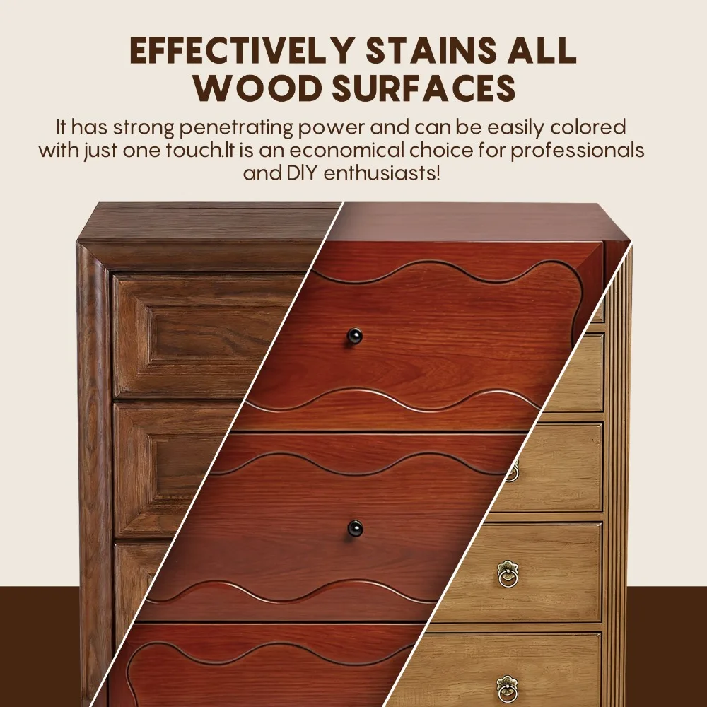 3.38oz Wood Stain Low Odor & Non-Toxic, Fast Drying Wood Stain or Indoor & Outdoor Furniture, Cabinets and More, Multiple Finishes Indoor and Outdoor Wood Dark Oak/Natural Oak/dark Walnut/teak/walnut