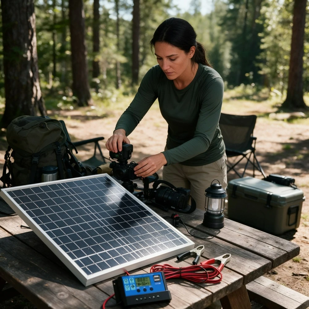 Camping Hiking Solar Generation Kit 12W Monocrystalline Aluminum Solar Panel 12V Smart Charge Controller Portable RV Boat Off
