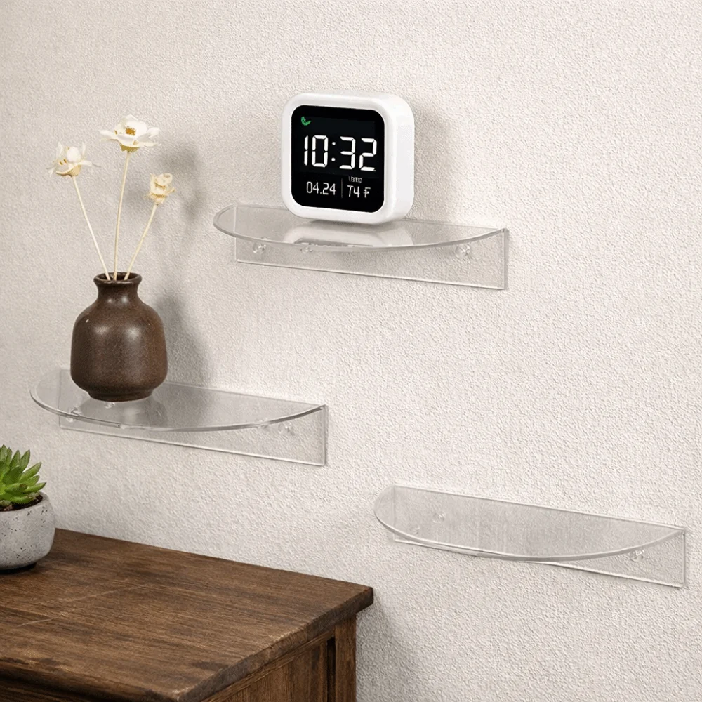 Wall Mounted Semi-circular Display Rack Modern Minimalist Transparent Wall Shelves Decorative Model Storage Rack Living Room