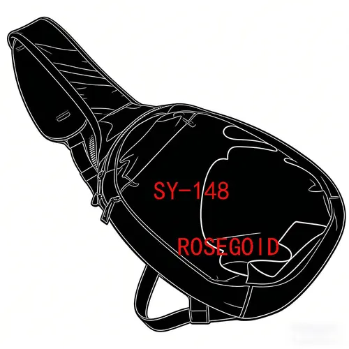 Imagen 1 del producto Bolso Bandolera Negro SY-148 con Estampado Dorado Rosa - Accesorio Diario Ultraligero y Moderno