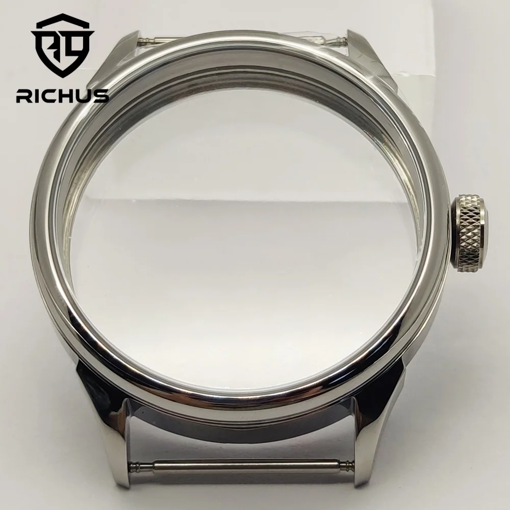 RICHUS ETA6497 Gehäuse 42mm Silbernes Uhrengehäuse Passend für ETA6497 6498 ST3600 ST3620 ST36 Uhrwerk