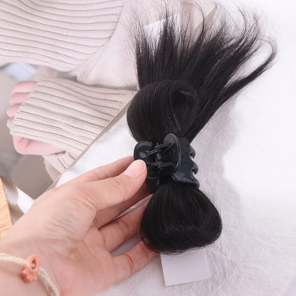 Parrucca con testa a sfera scrunchie pigra Evidenzia clip per artiglio in stile coreano Volano Borsa per capelli con panino Soffici capelli doppi polpette