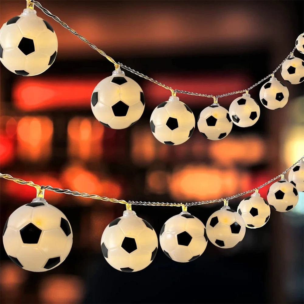 2024 Festival Party Football LED Light String Indoor Atmosphere decorazione di capodanno luci della batteria della stanza compleanno impermeabile 432