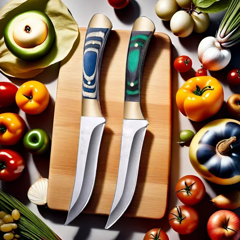 New carving knife color wooden handle survival knife EDC tool suitable for family camping outdoor portable knife image 3