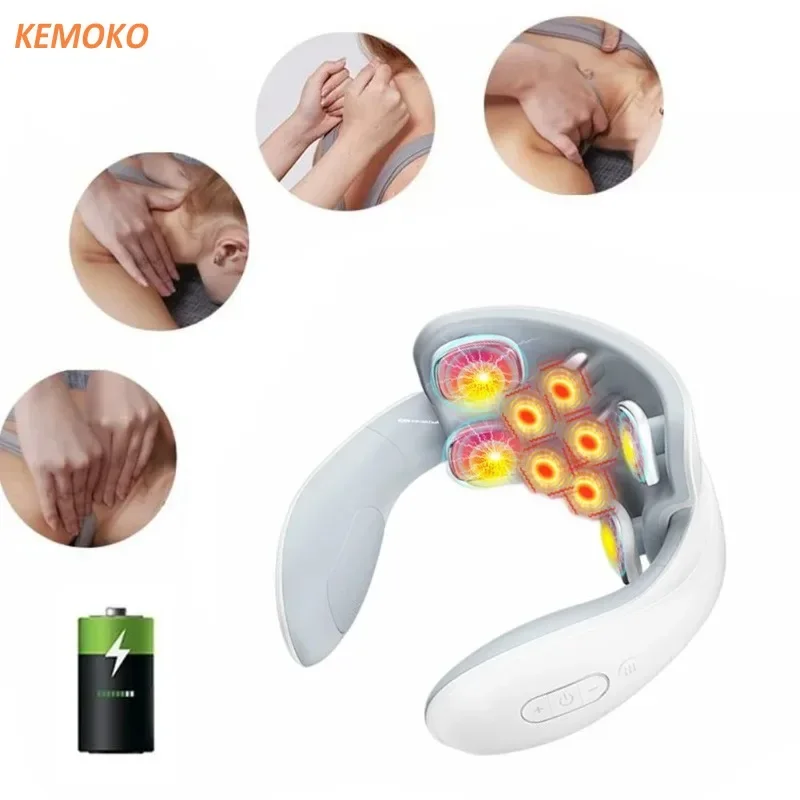 Masaje de cuello y hombros, masajeador inteligente para espalda y cuello, vértebra Cervical, cuidado de la salud, vibrador, calefacción, alivia el