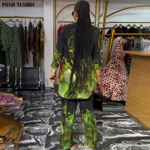 Hai bộ quần 2 quần quần áo mùa hè Trang phục châu Phi cho phụ nữ 2024 Sexy Mới kết hợp với thư từ của quần áo châu Phi 8 Bộ trang phục châu Phi bán hàng chính cho phụ nữ - №8