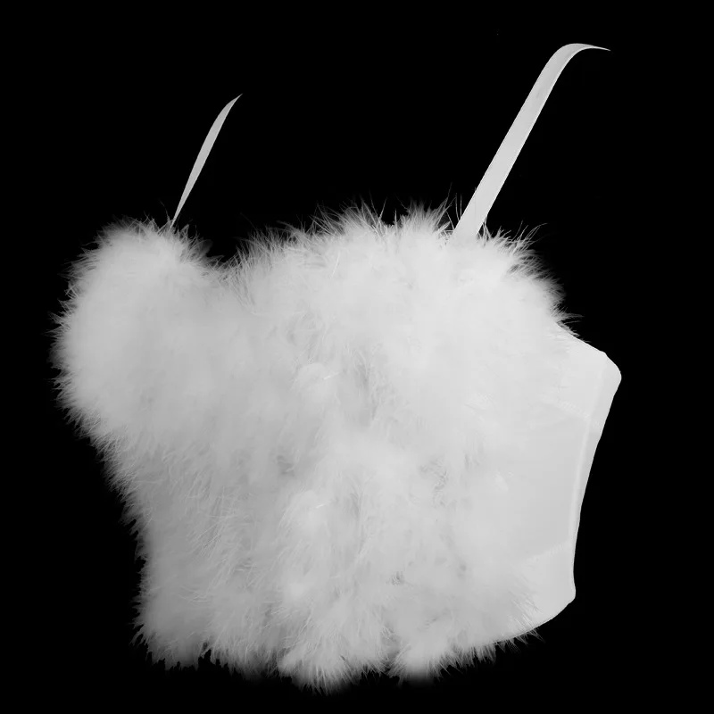 

Fashion Electronic Music Festival Nightclub Sexy Whole Feather Bra Underwear