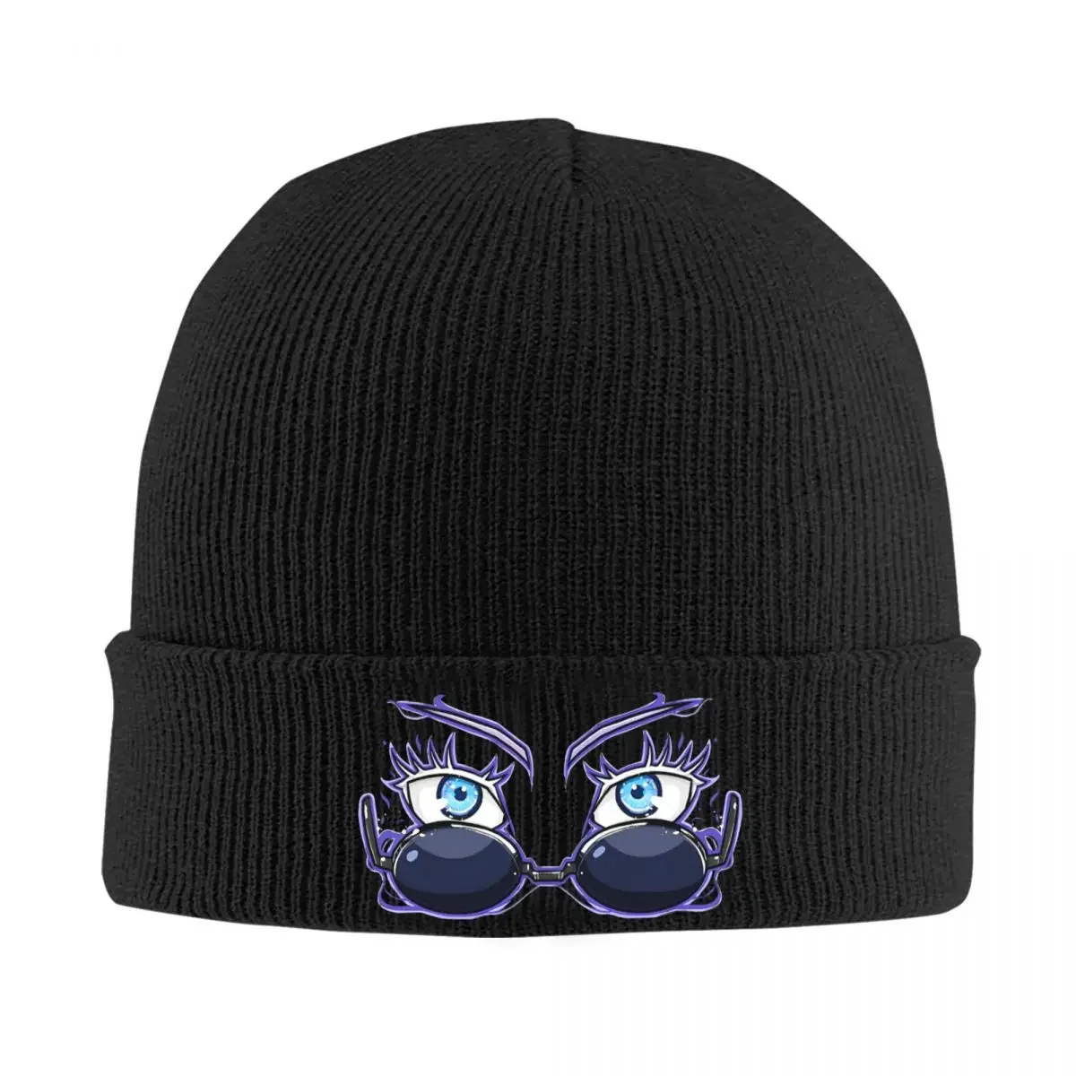 Jujutsu Gojo Eyes Kaisen Knitted Caps Women's Men's Beanies Autumn Winter Hat Acrylic Comic Anime Hip Hop Melon Cap