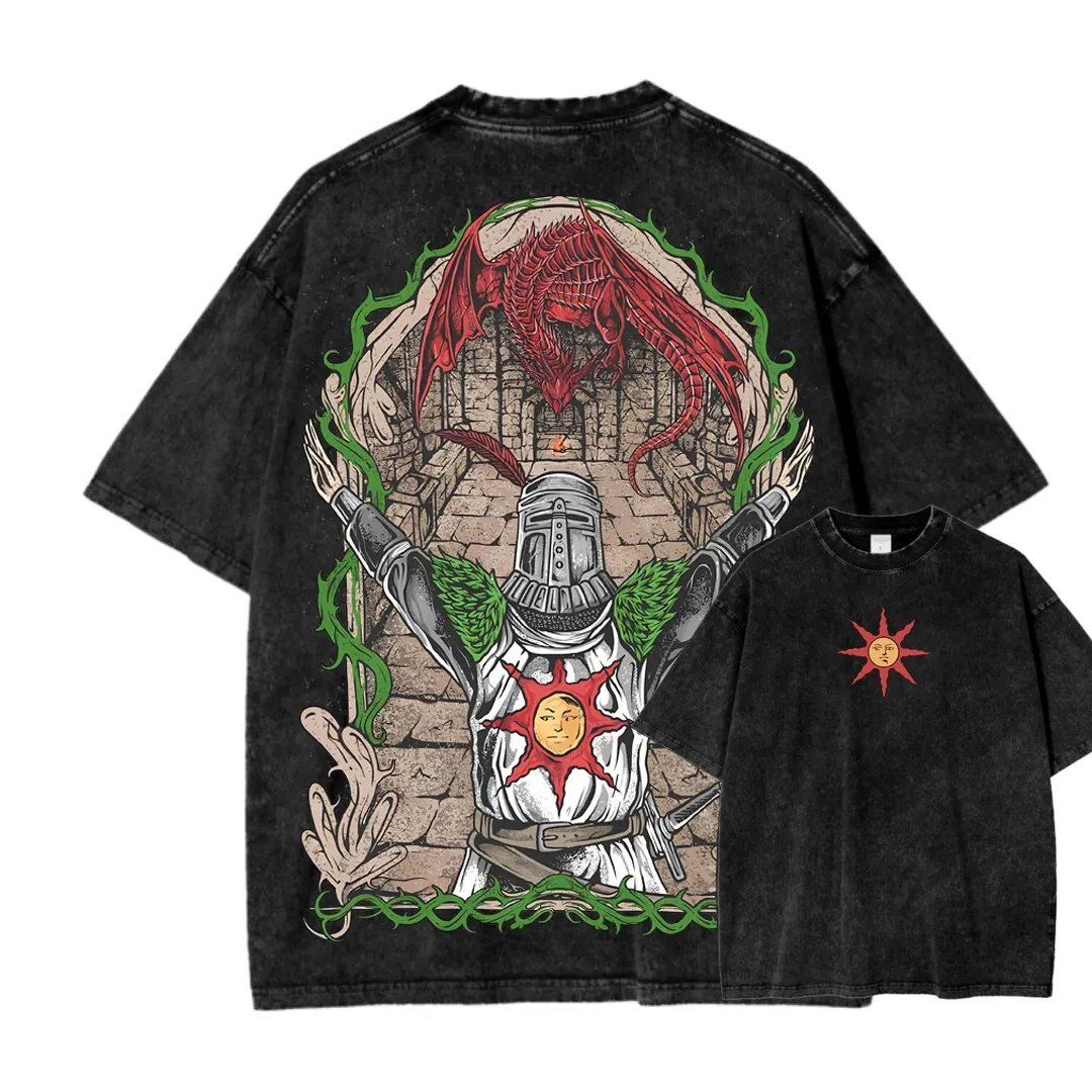 Classic Action Game Dark Souls Artorias The Abysswalker T-shirt Men Women Gothic Loose Casual Oversize Cotton Top Summer New Tee