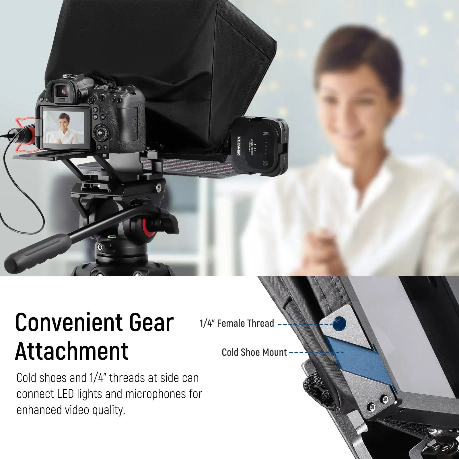 NEEWER X14 PRO Remote Teleprompter Compatible with iPad 12.9" iPad Pro 11" iPad Pro iPad mini and Smartphones