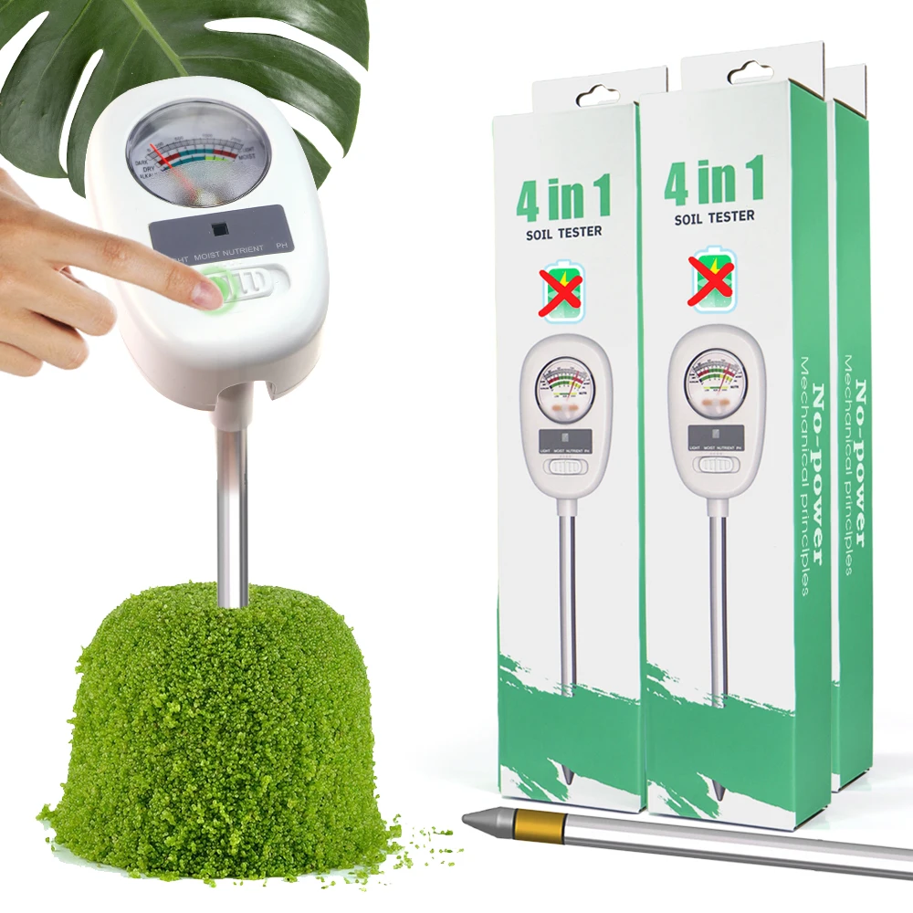 

1set 4-in-1 Soil Tester Moisture Light Nutrients Soil Moisture Meter PH Test Kit Great for Garden Greenhouse Indoor Outdoor Use