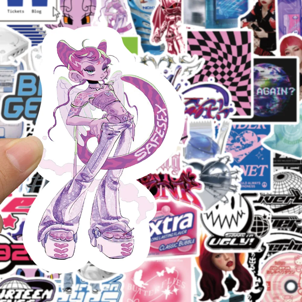 Autocollant chimgirl coeur style Y2K, graffiti pour casque, tasse, bricolage, PVC étanche, manuel, jouets personnels, vente en gros, nouveau, 10