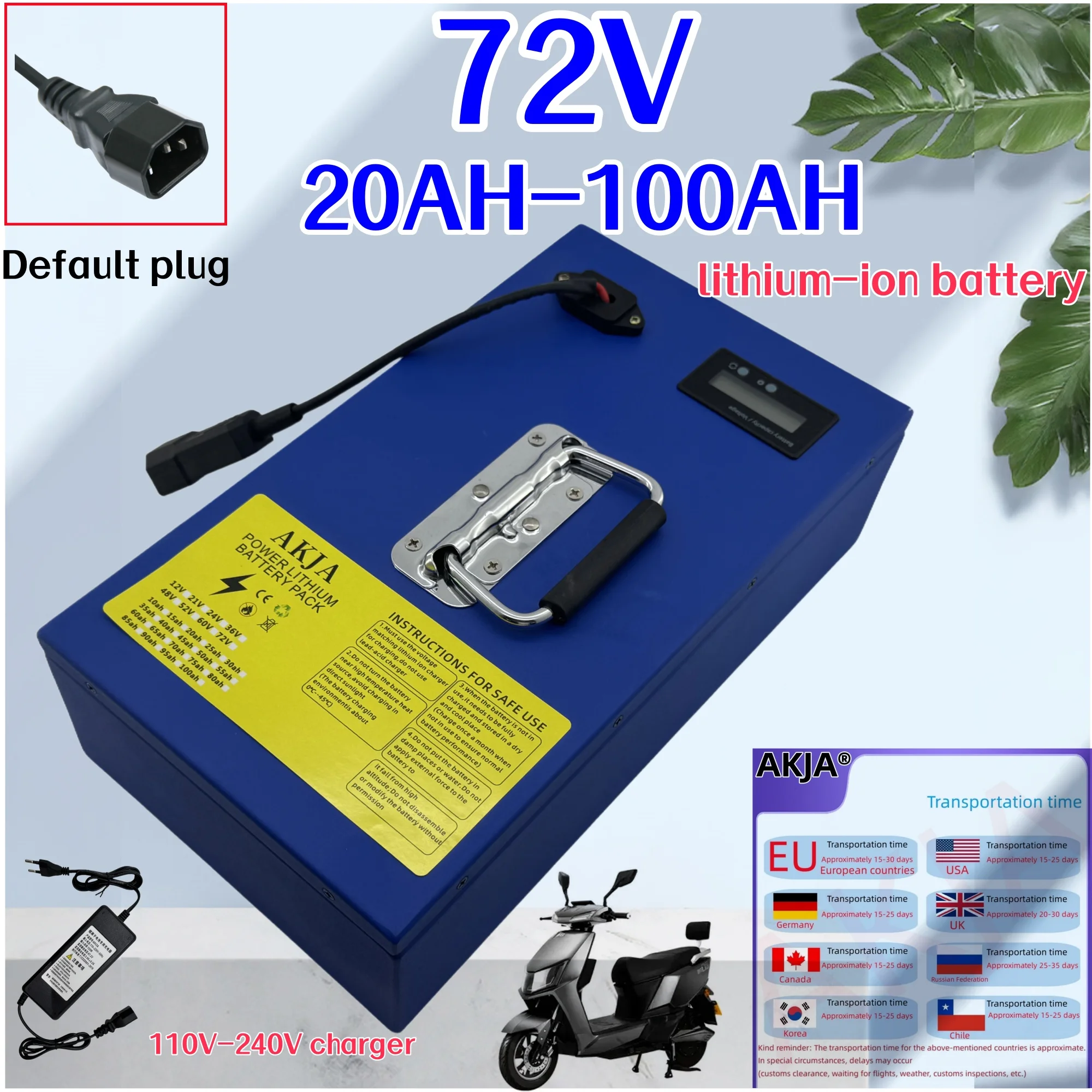 

Air freight, 72V100AH lithium-ion battery, new capacity, suitable for 99% of equipment use, suitable for 3000W motor power use