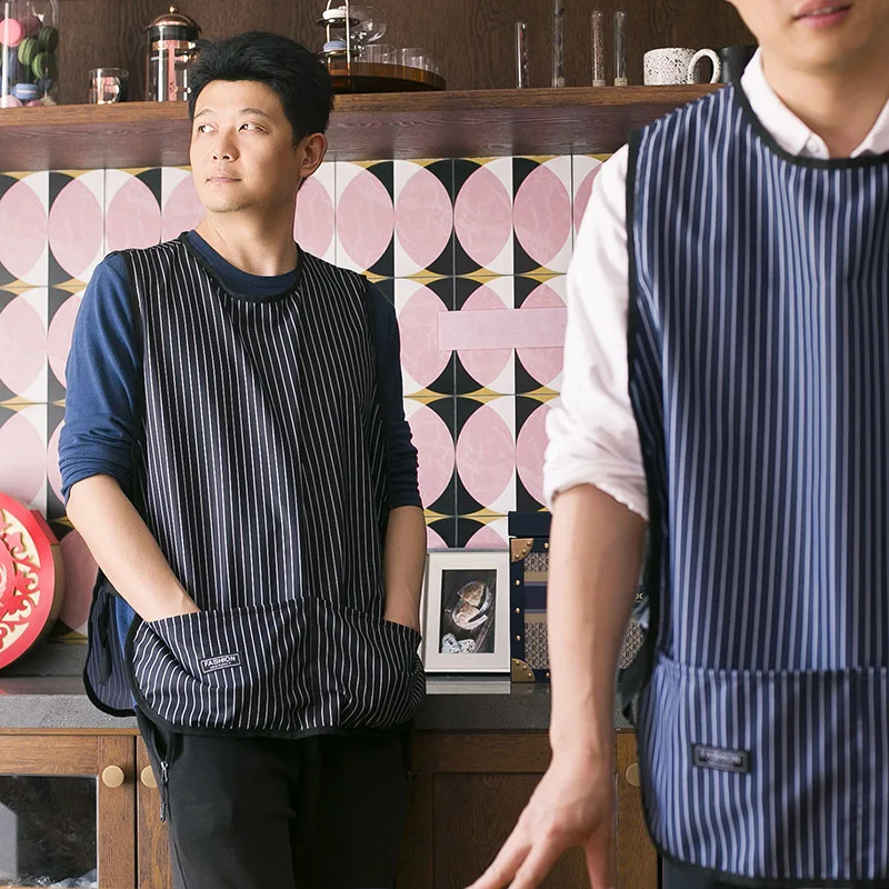 Tablier gilet rayé Simple et à la mode, imperméable et sans fer, vêtements de travail amples, épais, grande taille, bavoir Durable H1