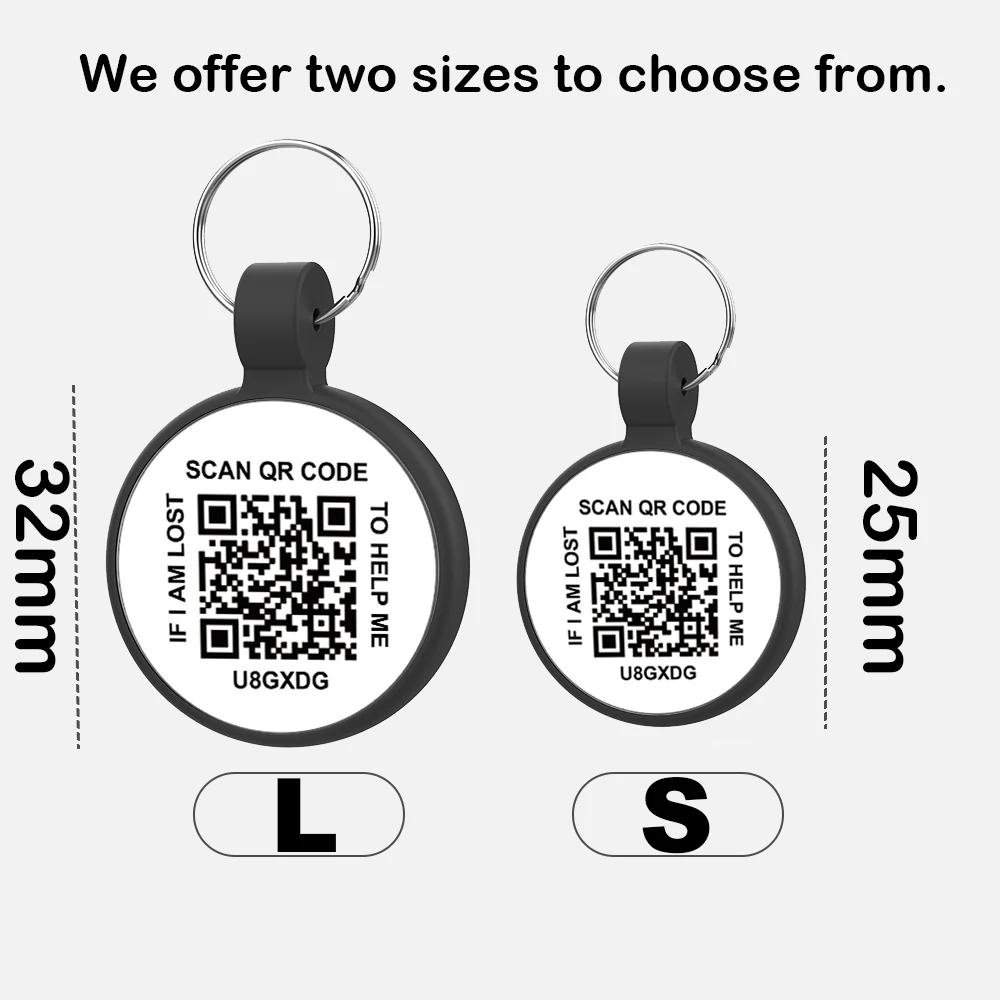 Silent Silicone QR Code Pet ID Tags Dog Tags - Pet Online Profile - Scan QR Receive Instant Pet Location Alert Email for Collar