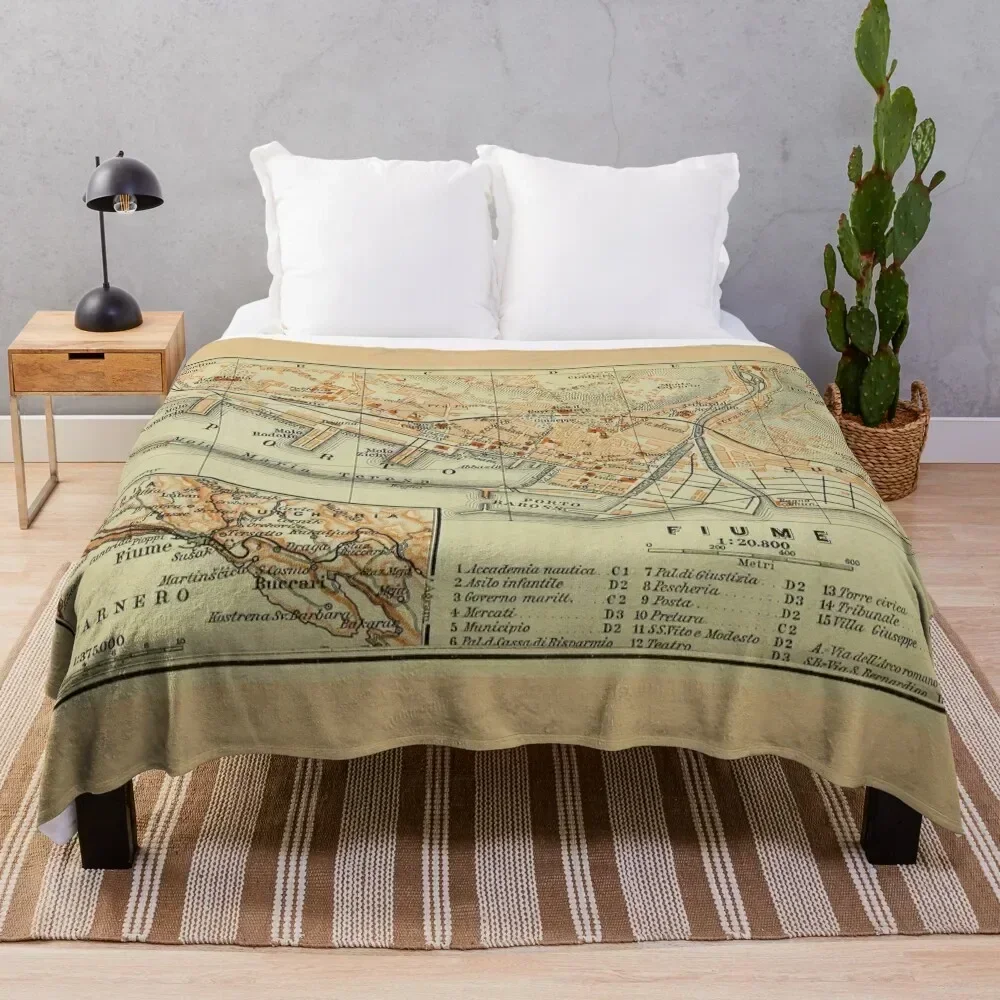 

Vintage Rijeka Croatia Map (1911) Throw Blanket Blankets For Bed Luxury St bed plaid Beach Blankets