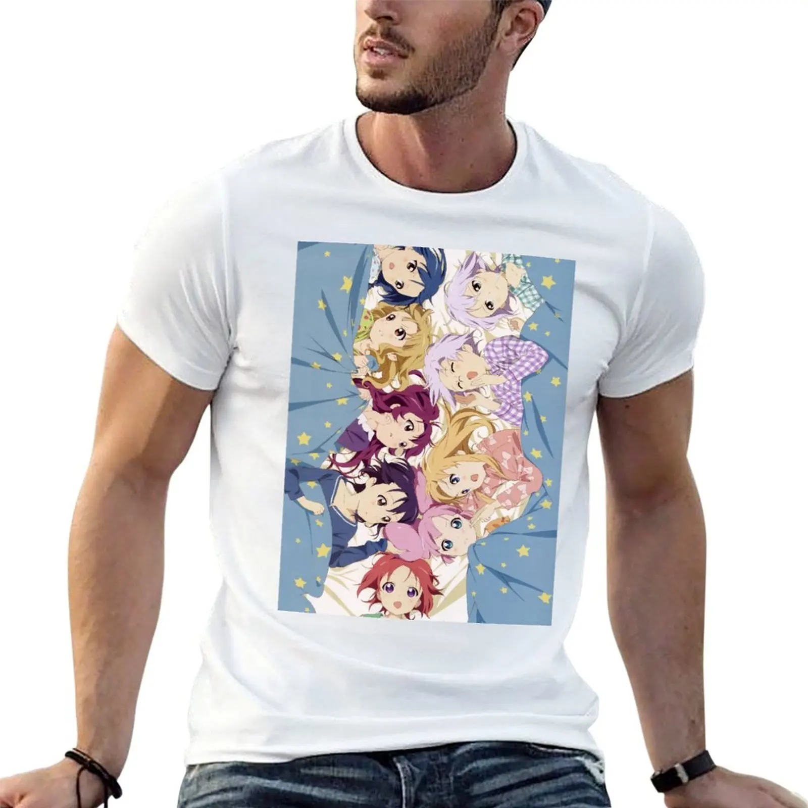 Camiseta Yuru Yuri - Sleepover, camisetas para hombre, camiseta de algodón para hombre, camisetas de diseñador para hombre, paquete de camisetas blancas