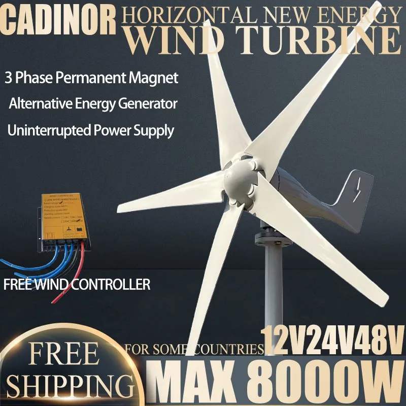 8000W Windmills Wind Turbine Generator Home Use Power 3 Blades 12v 24v 48v Free Energy Magnetic Camping for you MPPT Wind