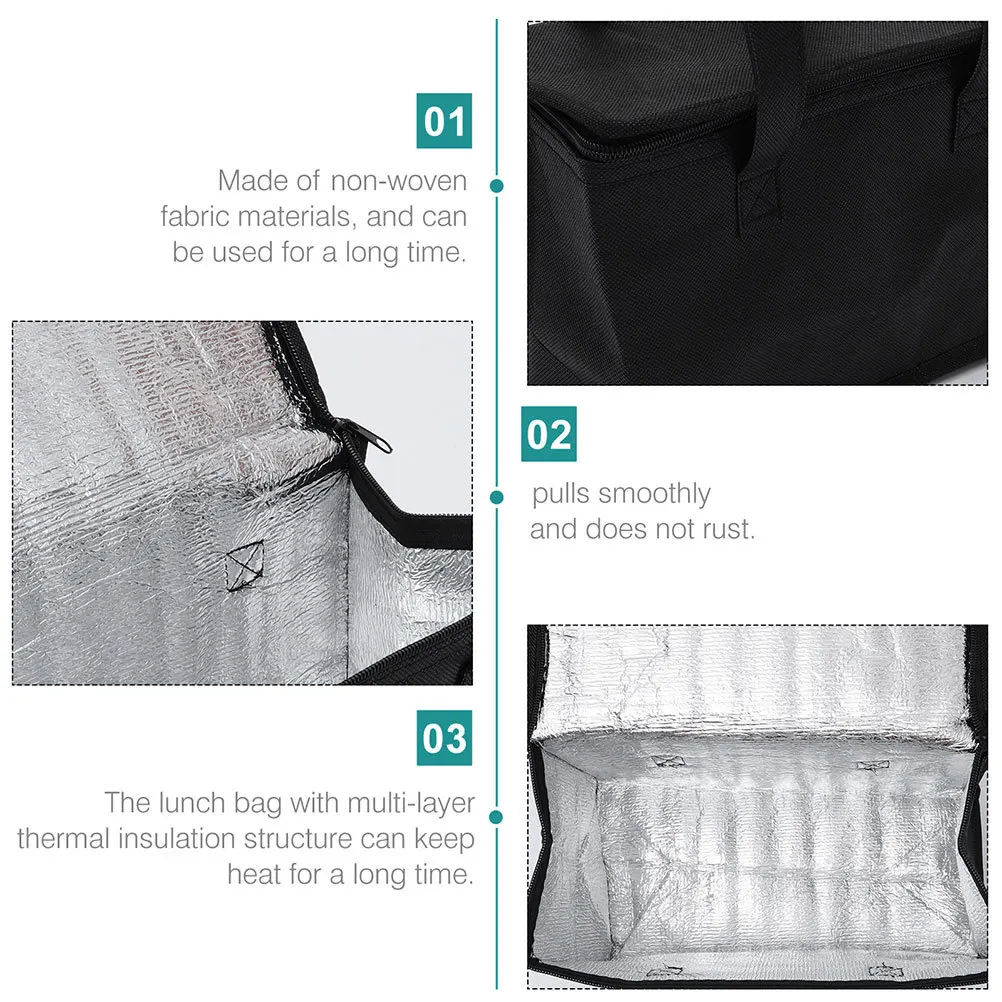 

1pcs Insulated Bag Thick Reusable Grocery Tote For Food Delivery Takeout Lunch Camping Picnic Portable Cake Storage Pouch Zipper