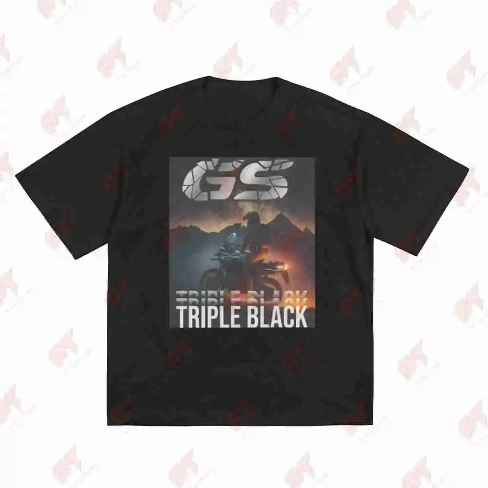 GS Triple Black Motorcycle Short Sleeve Tee 100% Cotton T-Shirt