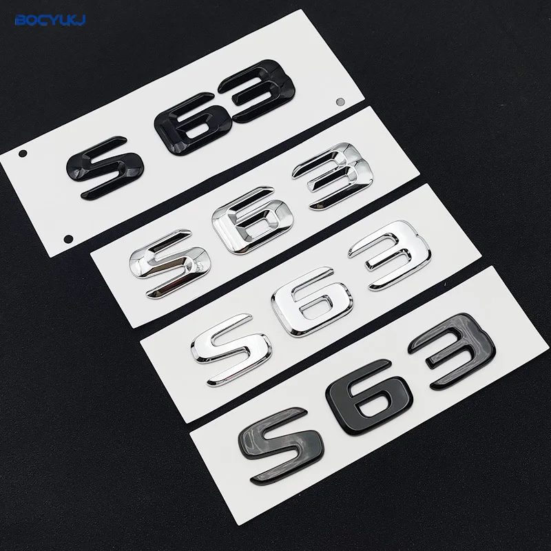 ثلاثية الأبعاد ABS كروم S 63 شعار S63 شعار رسائل ملصق سيارة جذع شارة مائي لمرسيدس S الفئة S63 C217 بنز AMG اكسسوارات