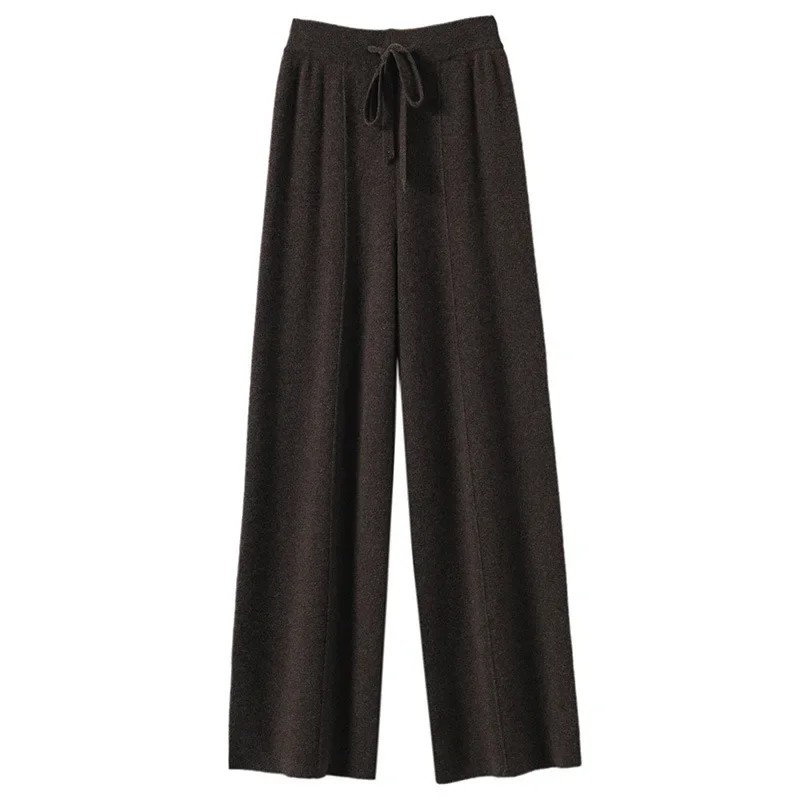 Autumn Korean Fashion Soft White Knit Wide-leg Pants Women's Winter Thick Wool Drop Casual Straight Pants Y2k Women Clothes