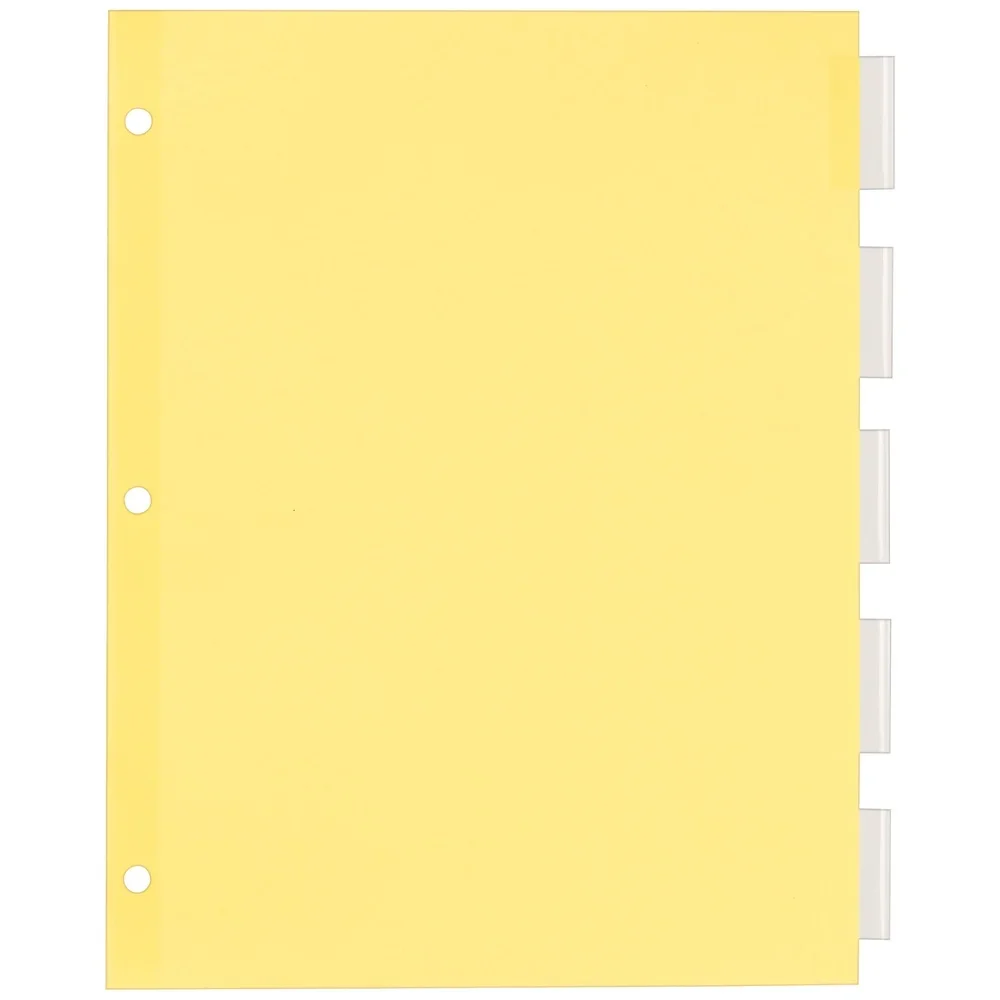 Divisori di carta inseribili 5 schede trasparenti Colore buff 6 set Raccoglitori per organizzazione Ufficio scolastico Uso domestico